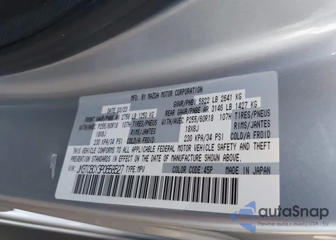 2023 Mazda Cx-9 Touring z USA, uszkodzony, nr VIN JM3TCBCY3P0658527